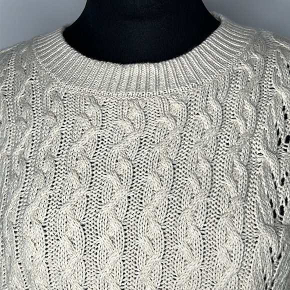 PINK ROSE Juniors' Tan Pointelle-Knit Tie-Back Sweater Size L - Picture 4 of 8